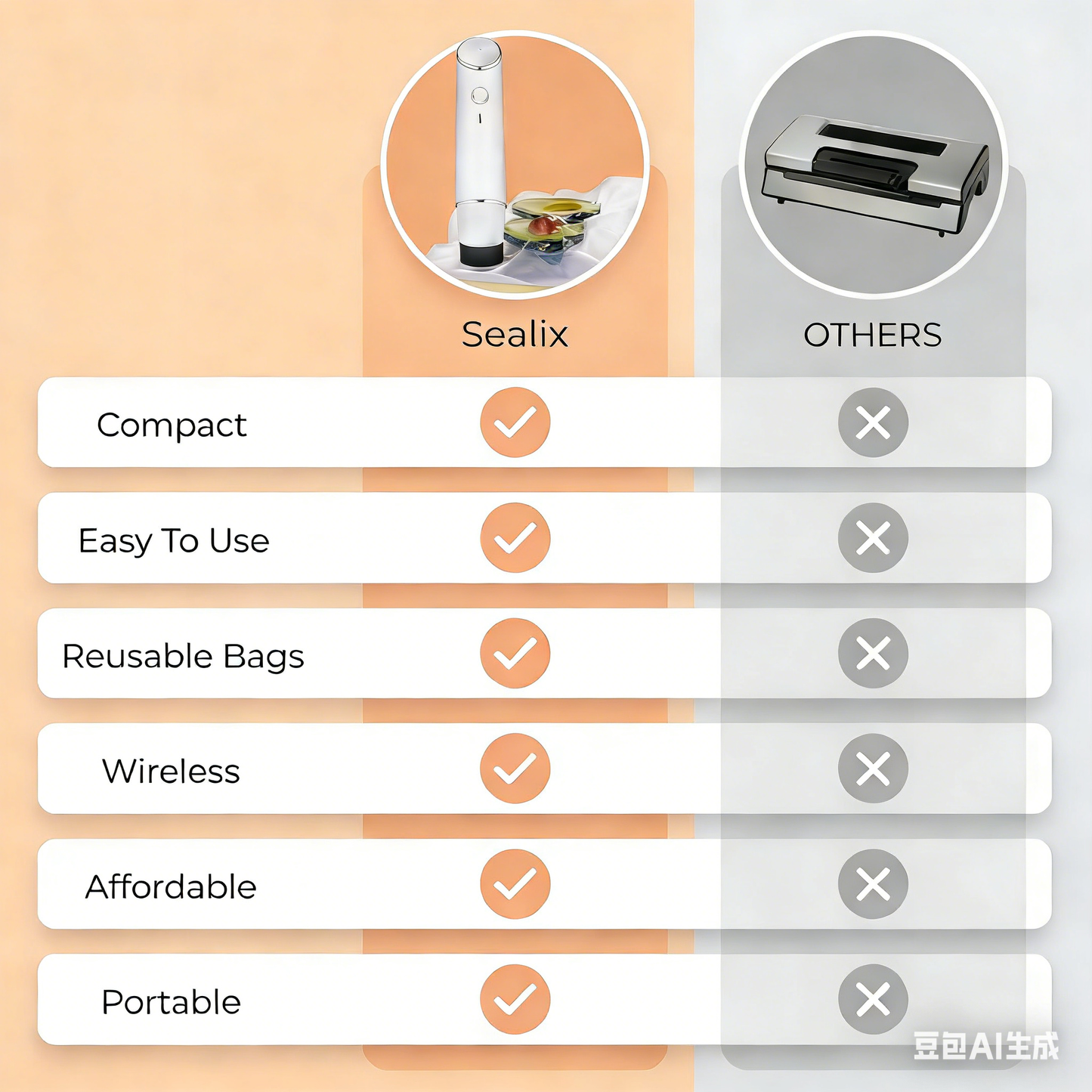 Sealix™ Handheld Vacuum Sealer & Food Storage Kit