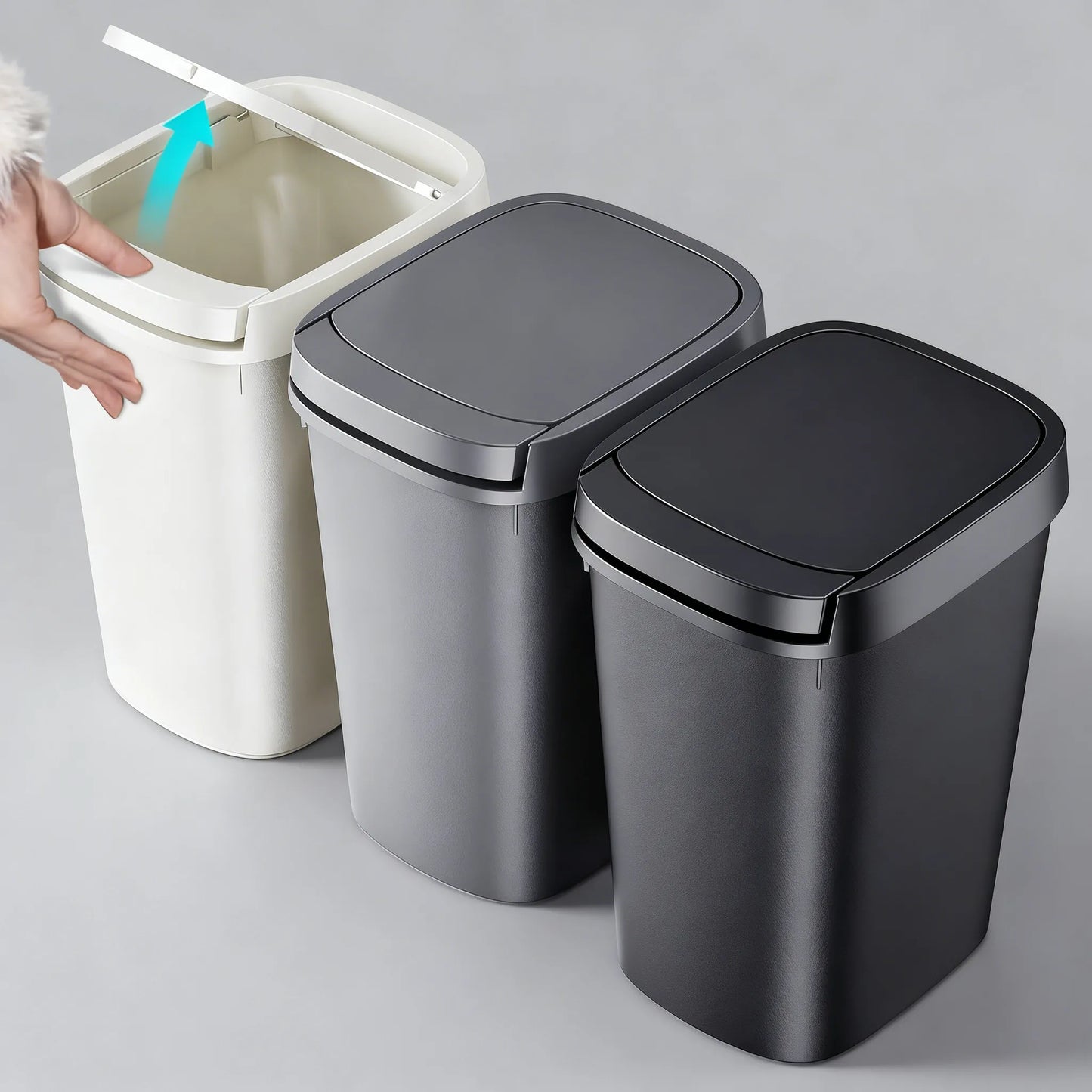 Slim Press-Top Trash Can: Perfect for Tight Spaces