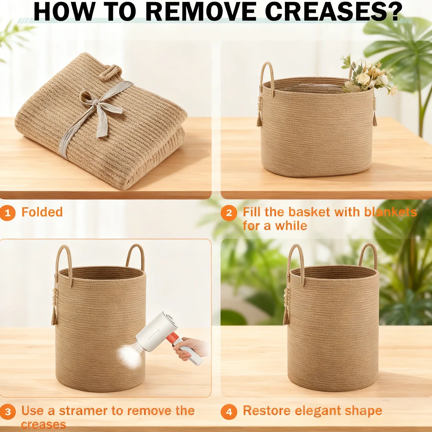 58L Woven Rope Storage Basket: Stylish Organizer for Any Space