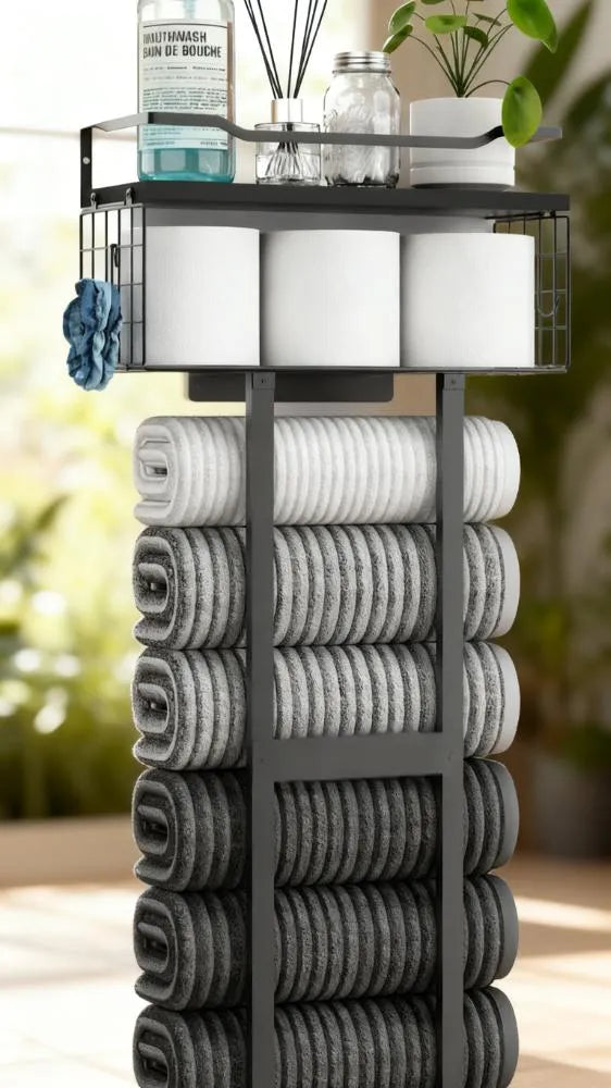 Multi-Functional Bathroom Towel Rack & Storage Organizer