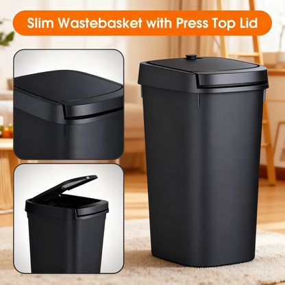 Slim Press-Top Trash Can: Perfect for Tight Spaces