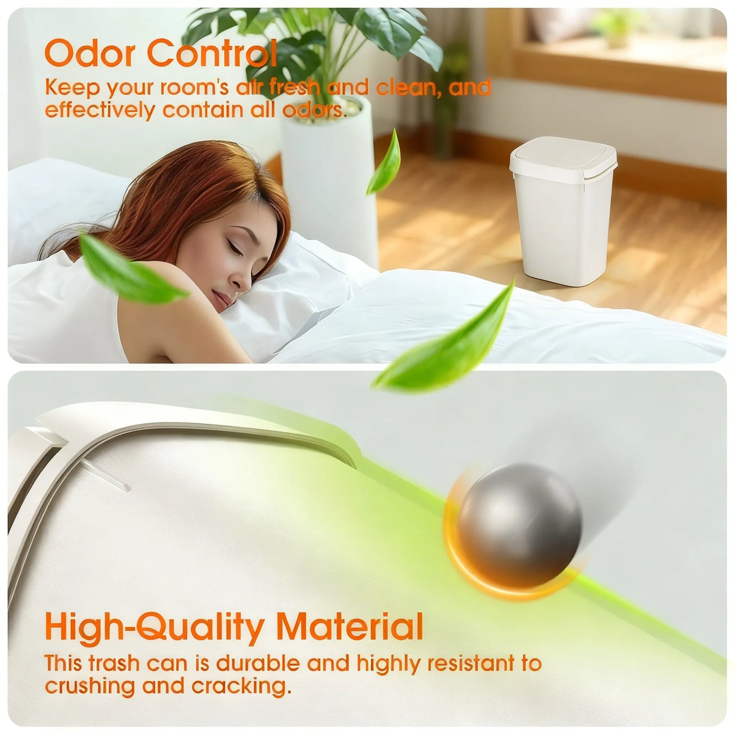 Slim Press-Top Trash Can: Perfect for Tight Spaces