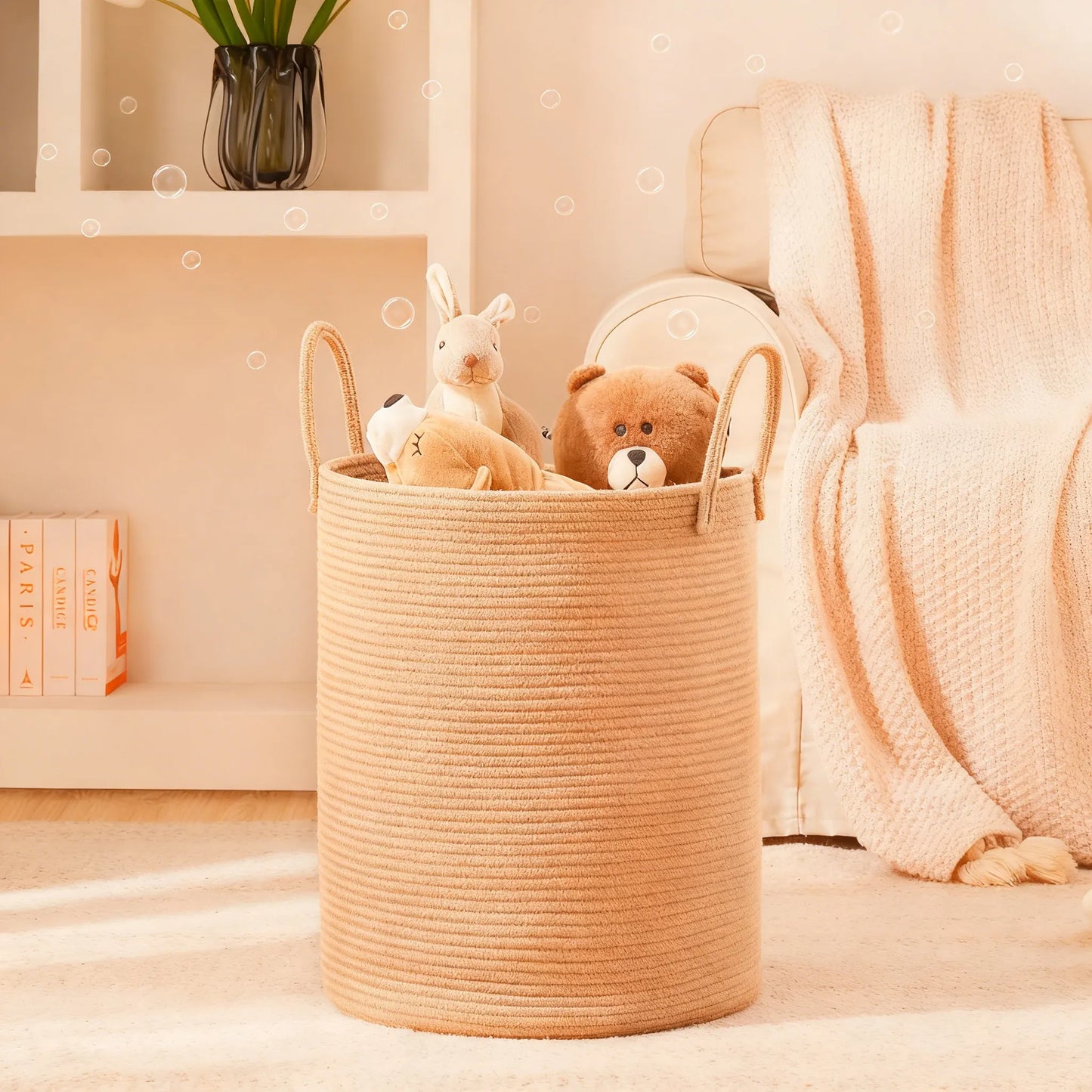 58L Woven Rope Storage Basket: Stylish Organizer for Any Space