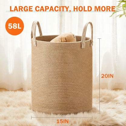 58L Woven Rope Storage Basket: Stylish Organizer for Any Space