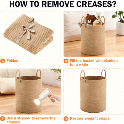 58L Woven Rope Storage Basket: Stylish Organizer for Any Space