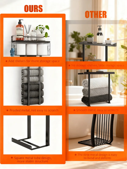 Multi-Functional Bathroom Towel Rack & Storage Organizer