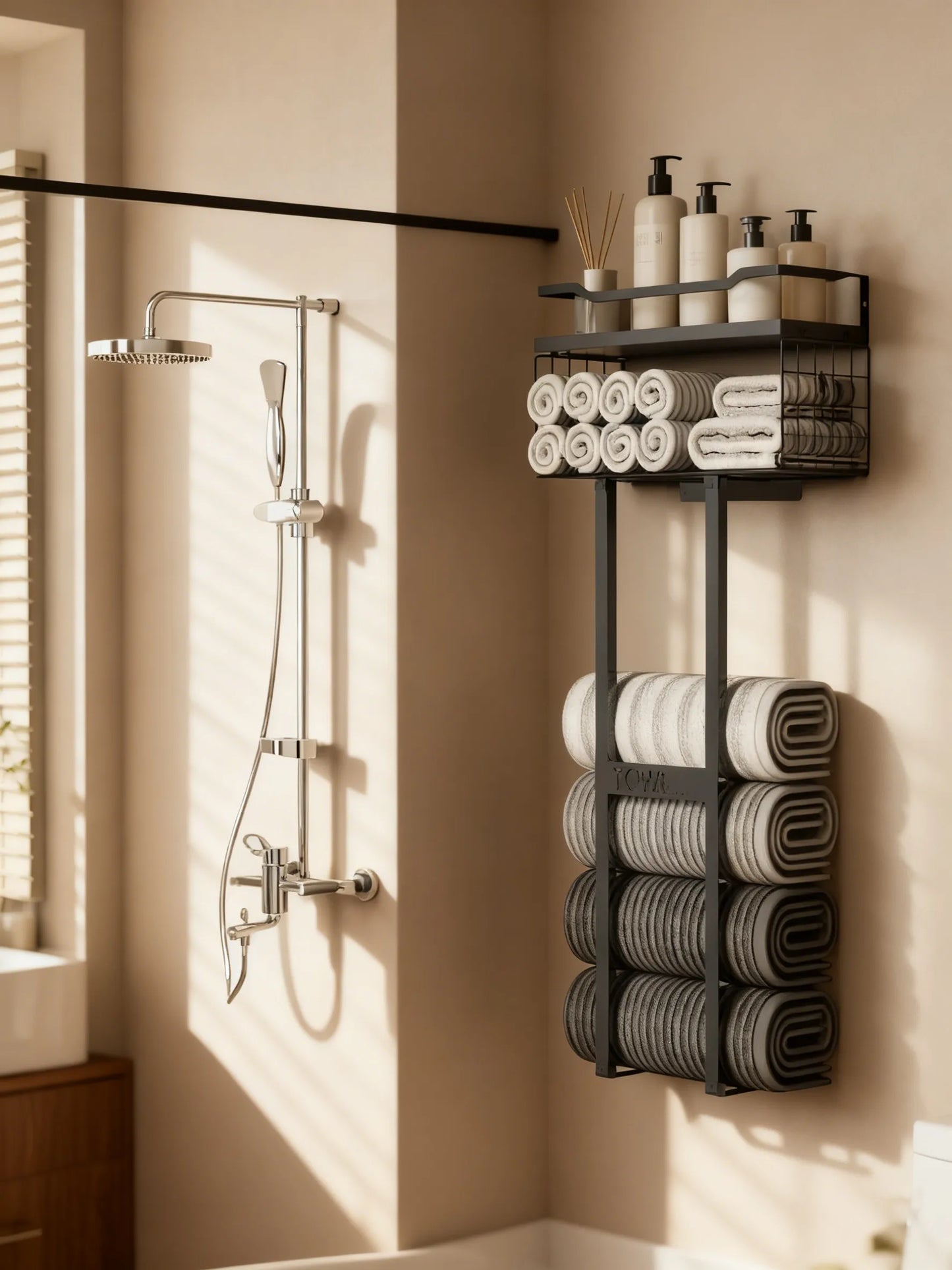 Multi-Functional Bathroom Towel Rack & Storage Organizer