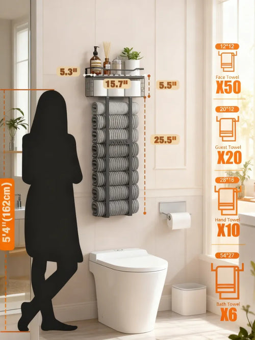 Multi-Functional Bathroom Towel Rack & Storage Organizer