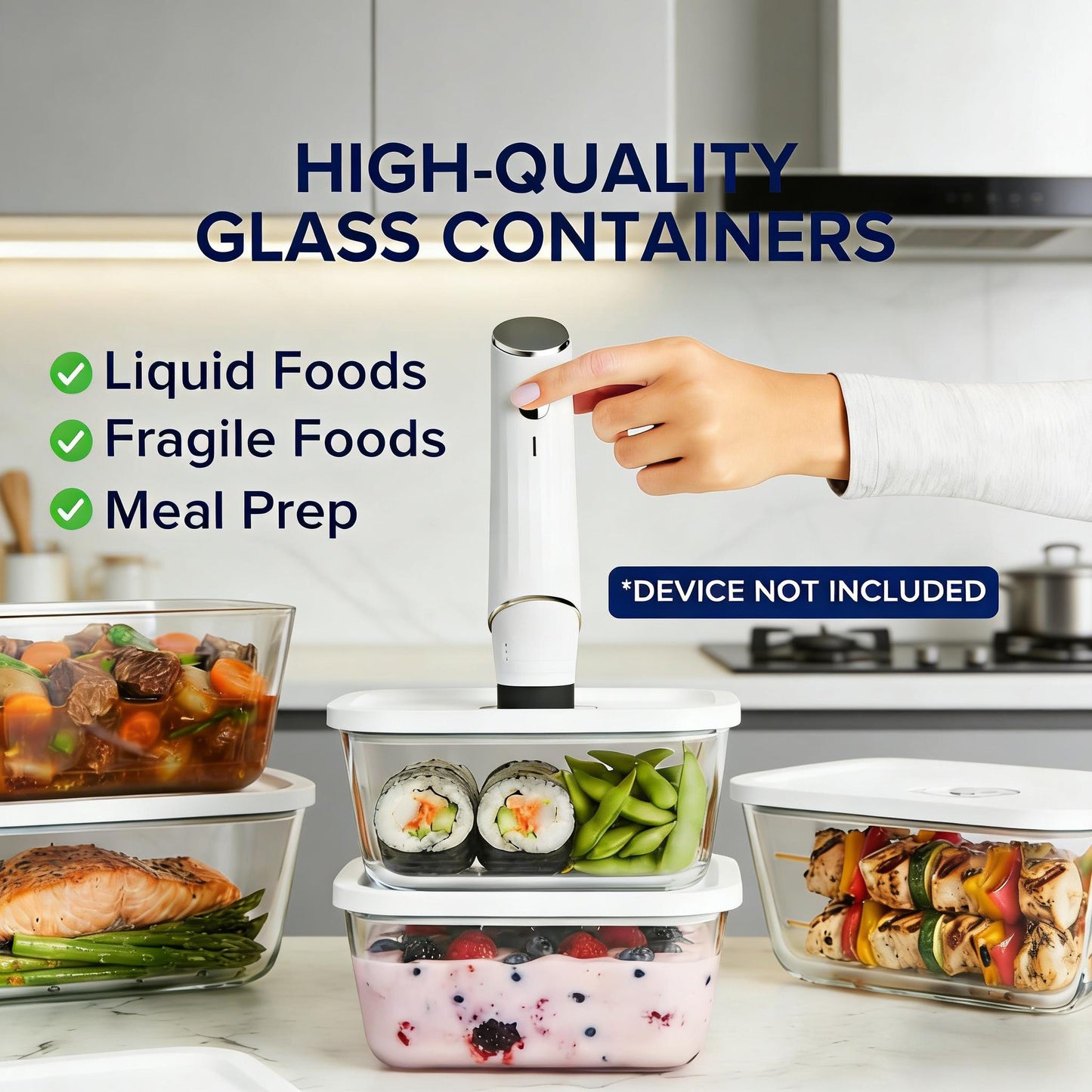 Glass Vacuum Seal Food Storage Containers (3-Piece Set)